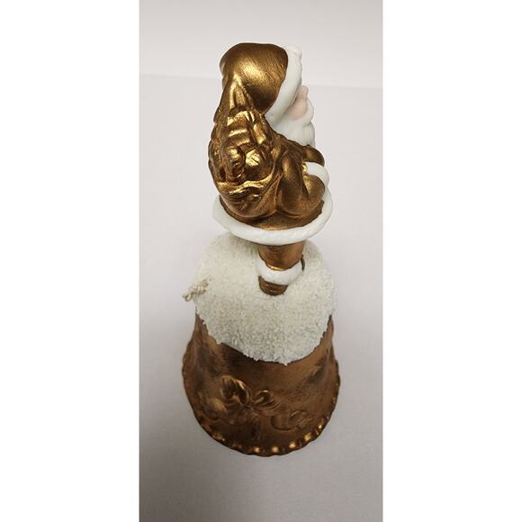 Vintage World Bazaars Inc. Holiday Collection Gold Suited Porcelain Santa Bell - Picture 8 of 10